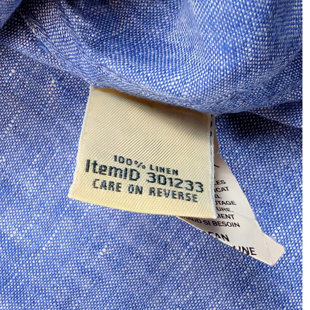 LL Bean Womens 3X Plus Blue 100% Linen Button Down Shirt Long Sleeve 301233 - Picture 5 of 6